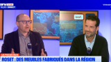 Alban Razia (Bref Eco) et Antoine Roset (Ligne Roset) sur le plateau de BFM Lyon