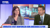 Corinne Delisle (Bref Eco) et Cédric Renard (Emirates) sur le plateau de Focus Eco chez BFM Lyon.