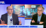 Alban Razia (Bref Eco) et Hugues Salord (Santévet) sur le plateau de BFM Lyon.