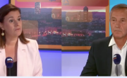 Corinne Delisle (Bref Eco) et  Jean-Michel Hillion (Safran Landing Systems) sur le plateau de BFM Lyon.