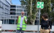 Rémy Cointet, architecte, et Charlotte Crépon, sous-préfète lors de la visite de chantier du 13 juillet 2023.