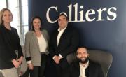 Charline Dazy, Mathilde Véron, Norbert Pullin et Maxime Gris dans les bureaux de Colliers Lyon.