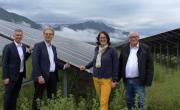 Nicolas Court, directeur Nouvelles Energies de CNR, Vincent Fristot, président de GEG, Christine Gochard, directrice générale de GEG et Emile Buch, le maire de Susville, pour l'inauguration de Susville 2.