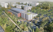 Projection de l'extension du bâtiment Axel'One PMI à Saint-Fons