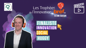 Baptiste Privé présente l'innovation de Huggy, finaliste des Trophées Bref Eco de l'Innovation.