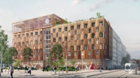 Situé place de Francfort, côté Villette, le futur hôtel Novotel proposera 166 chambres et un rooftop végétalisé avec restaurant.