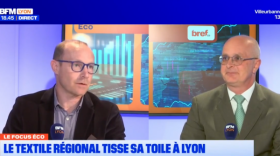 Alban Razia (Bref Eco) et Xavier Lépingle (Unitex) sur le plateau de BFM Lyon.