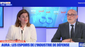 Corinne Delisle (Bref Eco) et Thierry Regond (Cluster Eden) sur le plateau de BFM Lyon.