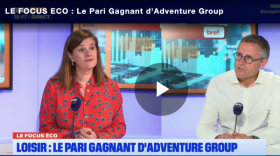 Corinne Delisle (Bref Eco) et Thierry Franc (Adventure Group)  sur le plateau de Focus Eco chez BFM Lyon.