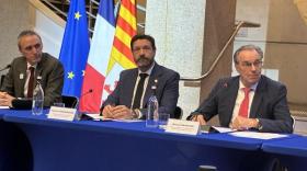 Damien Robert, directeur général de Solideo, Fabrice Pannekoucke, président de Solideo, et Renaud Muselier, président de Provence-Alpes-Côte d'Azur.