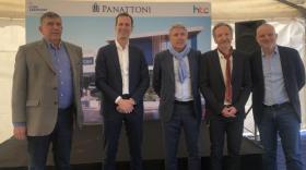 Pierre Marmonier (maire de Colombier-Saugnieu), Salvi Cals (Panattoni France), Daniel Valéro (président de la CCEL), Lionel Lassagne (Aéroports de Lyon) et Laurent Charrier (htc lyon).