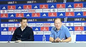 Laurent Prud'homme, directeur général de l'Olympique Lyonnais (à gauche), et John Textor, président.