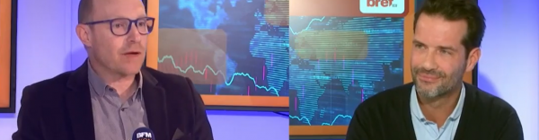 Alban Razia (Bref Eco) et Antoine Roset (Ligne Roset) sur le plateau de BFM Lyon