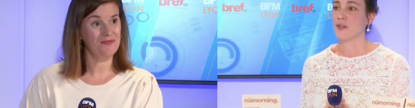 Corinne Delisle (Bref Eco) et Mathilde Gaymard sur le plateau de BFM Lyon.