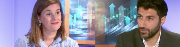 Corinne Delisle (Bref Eco) et Naim Khelkha (Entrepreneurs dans la Ville)  sur le plateau de BFM Lyon.