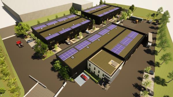 Le futur bâtiment au  Chambon-Feugerolles  proposera des cellules  commerciales à la  location.