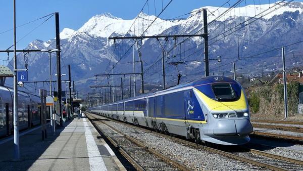 En 2018, l'Eurostar arrivant en gare d'Albertville