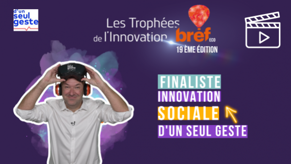 Emmanuel Bourcet présente l'innovation D'un seul geste, finaliste des Trophées Bref Eco de l'Innovation.