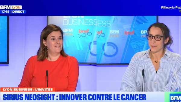 Agnès Bastid (à droite), cofondatrice de Sirius Neosight était l'invitée de Lyon Business sur BFM Lyon et répondait aux questions de Corinne Delisle de Bref Eco.