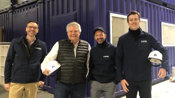 Guillaume Boissière (dg délégué Capsa Container), Pierre Pernias (président du Groupe Dreyer), Thierry Ruscica (dg du Groupe Dreyer) et Félix Baezner (dg de Capsa Container).