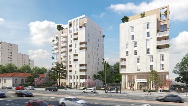 Le programme Connexion, situé à l’angle de l’avenue Paul-Santy et de la rue Professeur Beauvisage, dans le 8e arrondissement de Lyon.