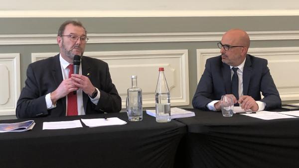 Philippe Valentin et Thomas San Marco ont dévoilé la feuille de route 2024-2026 de la  CCI Lyon Métropole Saint-Etienne Roanne.