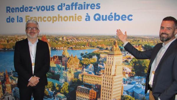 Au Centre des Congrès de Québec, deux cofondateurs de Virexpr, à gauche Manuel Rosa-Calatrava et Thomas Julien.