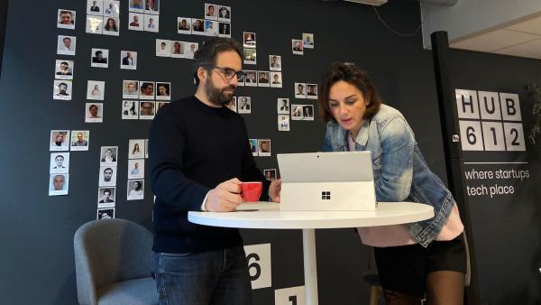 Cédric Nieutin et Pauline Raud du HUB 612 de la Caisse d'Epargne Rhône Alpes.