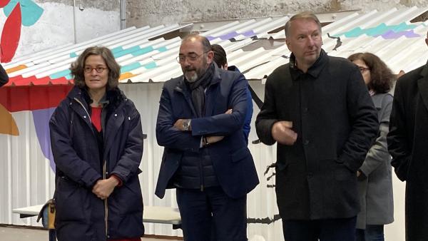 Emeline Baume (Métropole de Lyon), Gilles Gascon (maire de Saint-Priest) et Bruno Bernard (président de la Métropole de Lyon)